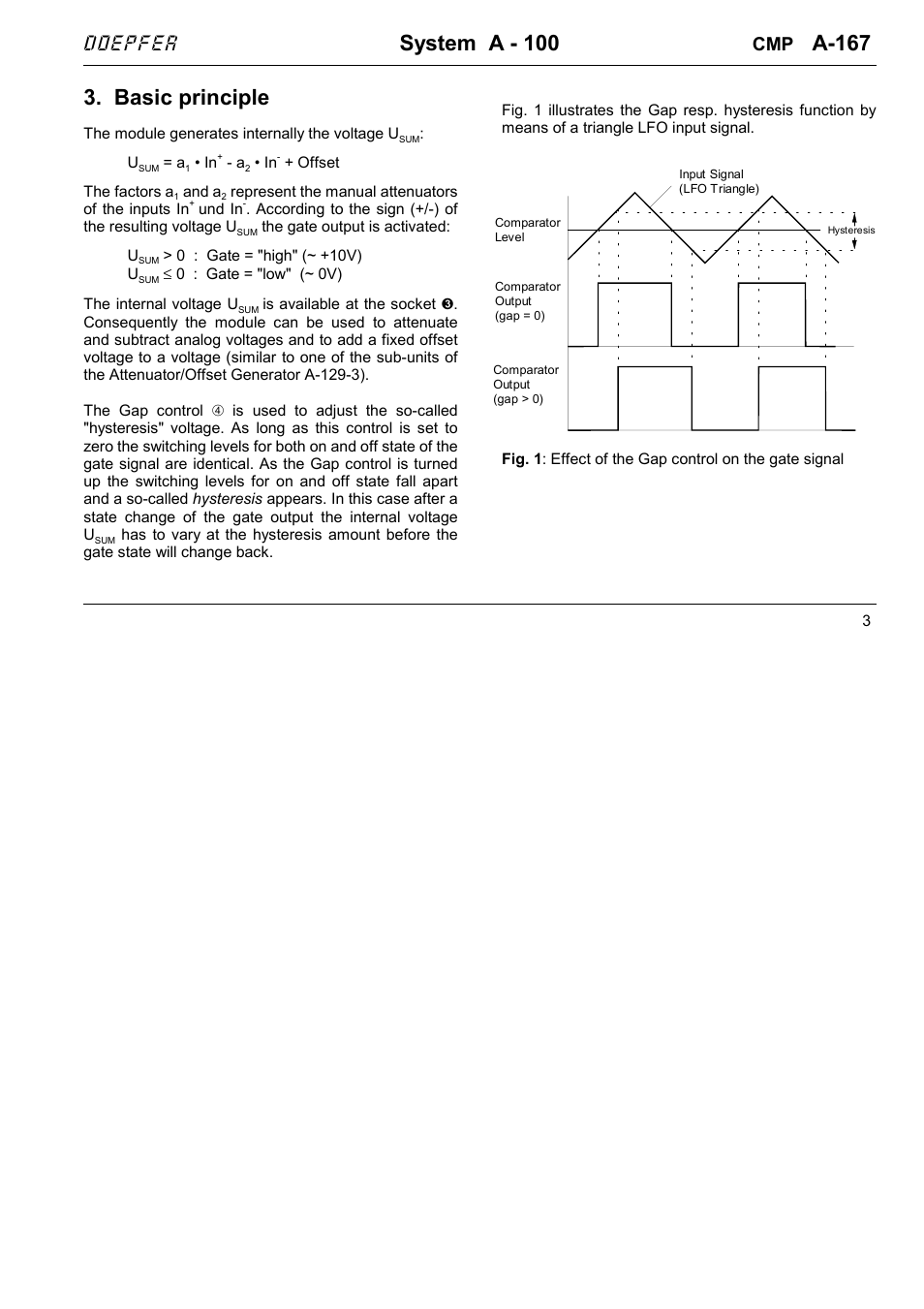 System a - 100, A-167, Basic principle | Doepfer | Doepfer A-167 Analog Comparator / Offset Generator / Subtractor User Manual | Page 3 / 6