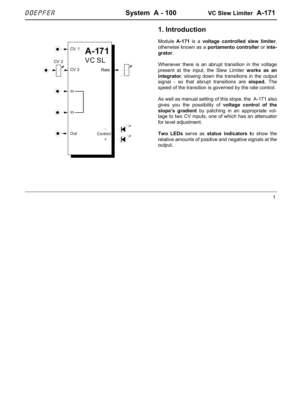 Doepfer A-171 VC Slew Limiter User Manual | 8 pages