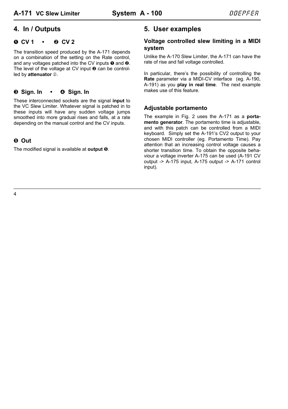 Doepfer A-171 VC Slew Limiter User Manual | Page 4 / 8