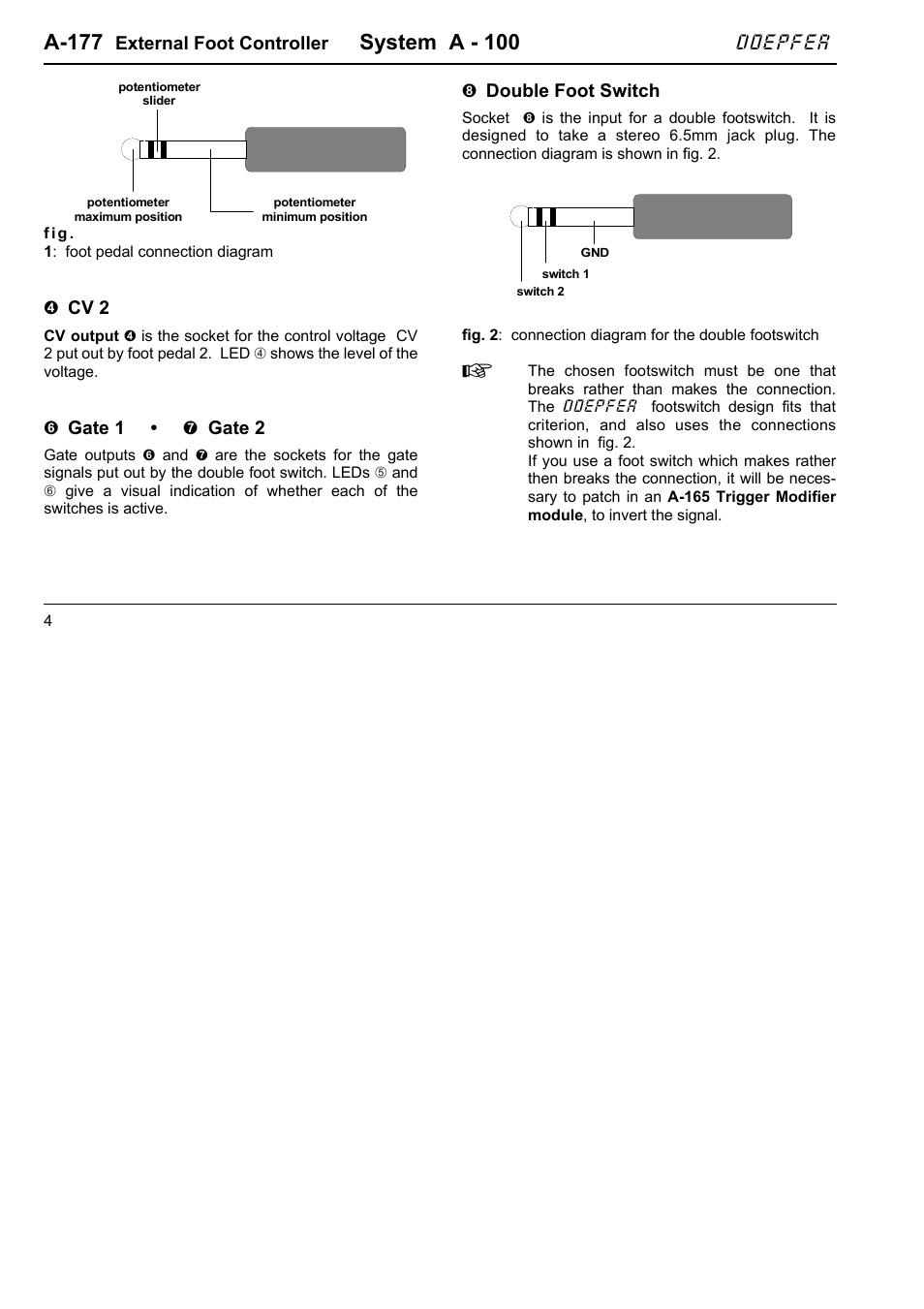 A-177, System a - 100, Doepfer | Doepfer A-177 External Foot Controller (no longer available) User Manual | Page 4 / 6