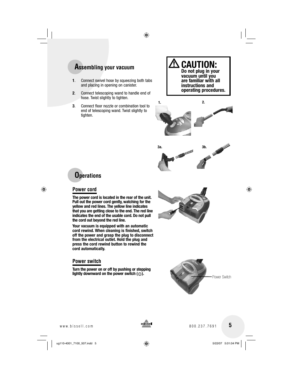Caution | Bissell 7100 User Manual | Page 5 / 12