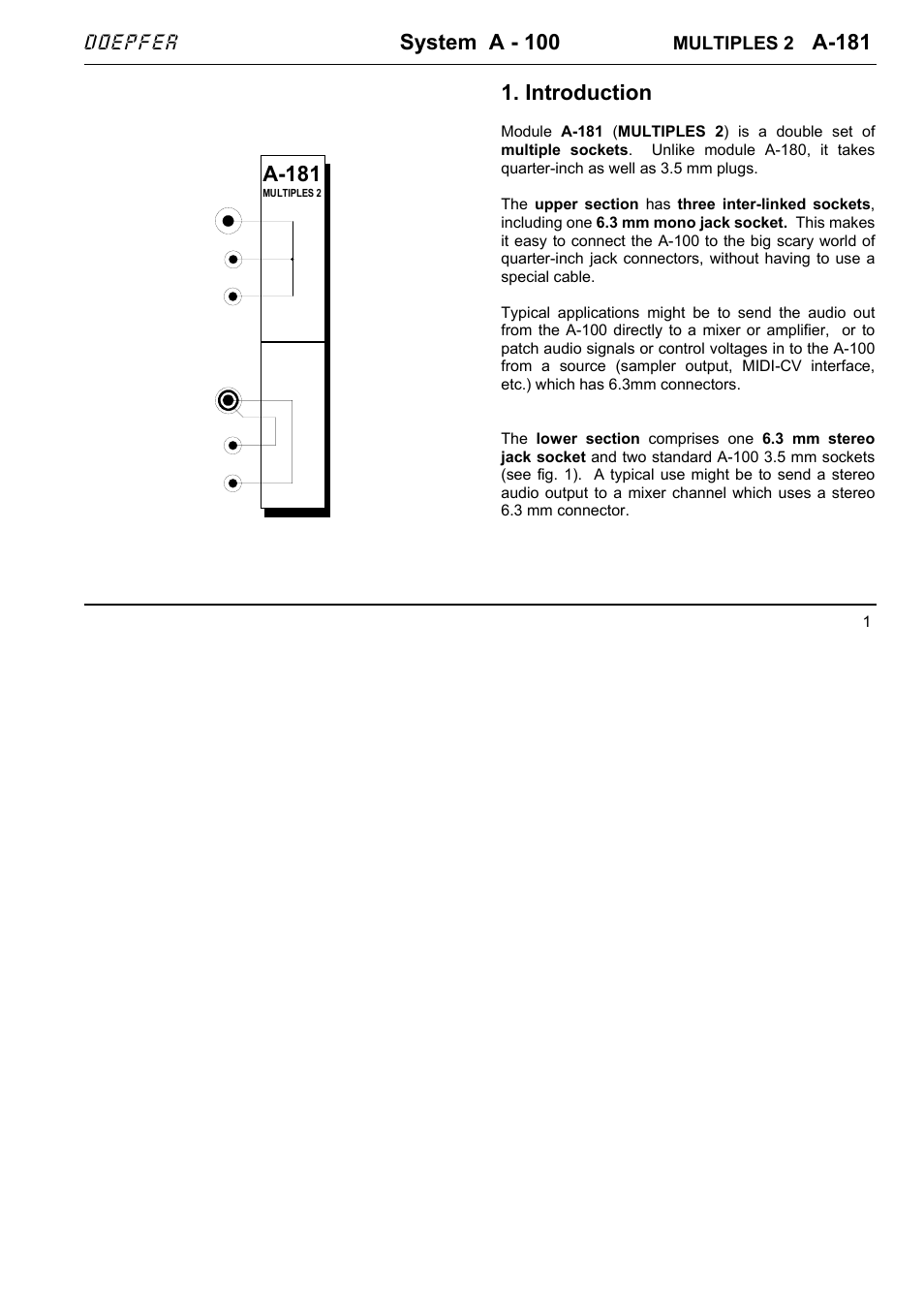 Doepfer A-181 3.5/6.35 Multiple User Manual | 4 pages