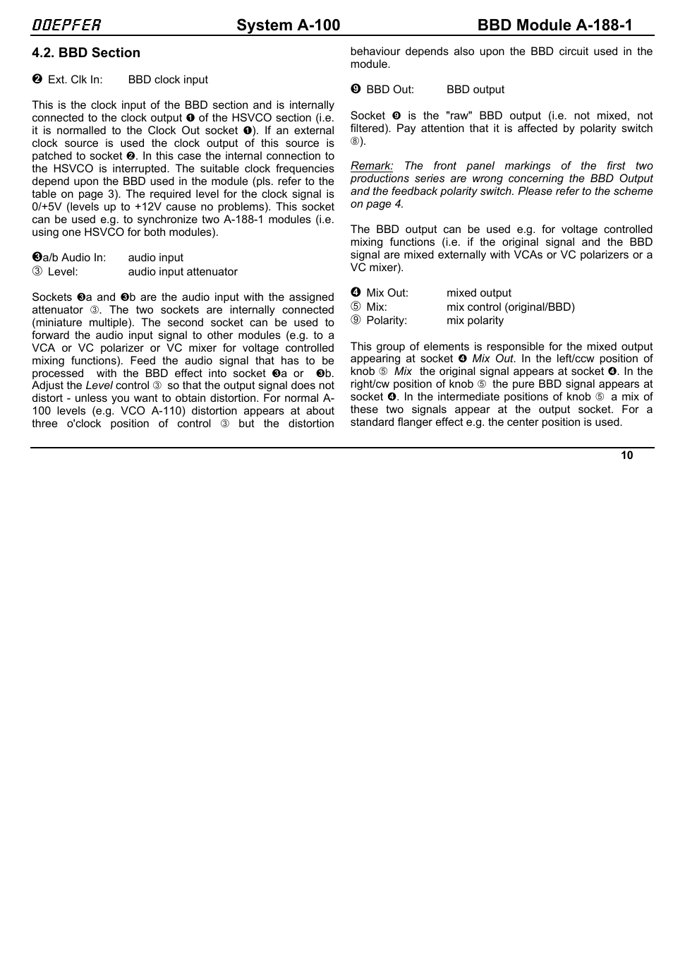 Doepfer | Doepfer A-188-1 BBD Module User Manual | Page 10 / 15