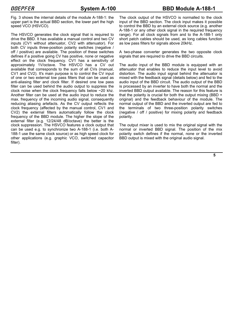 Doepfer A-188-1 BBD Module User Manual | Page 5 / 15