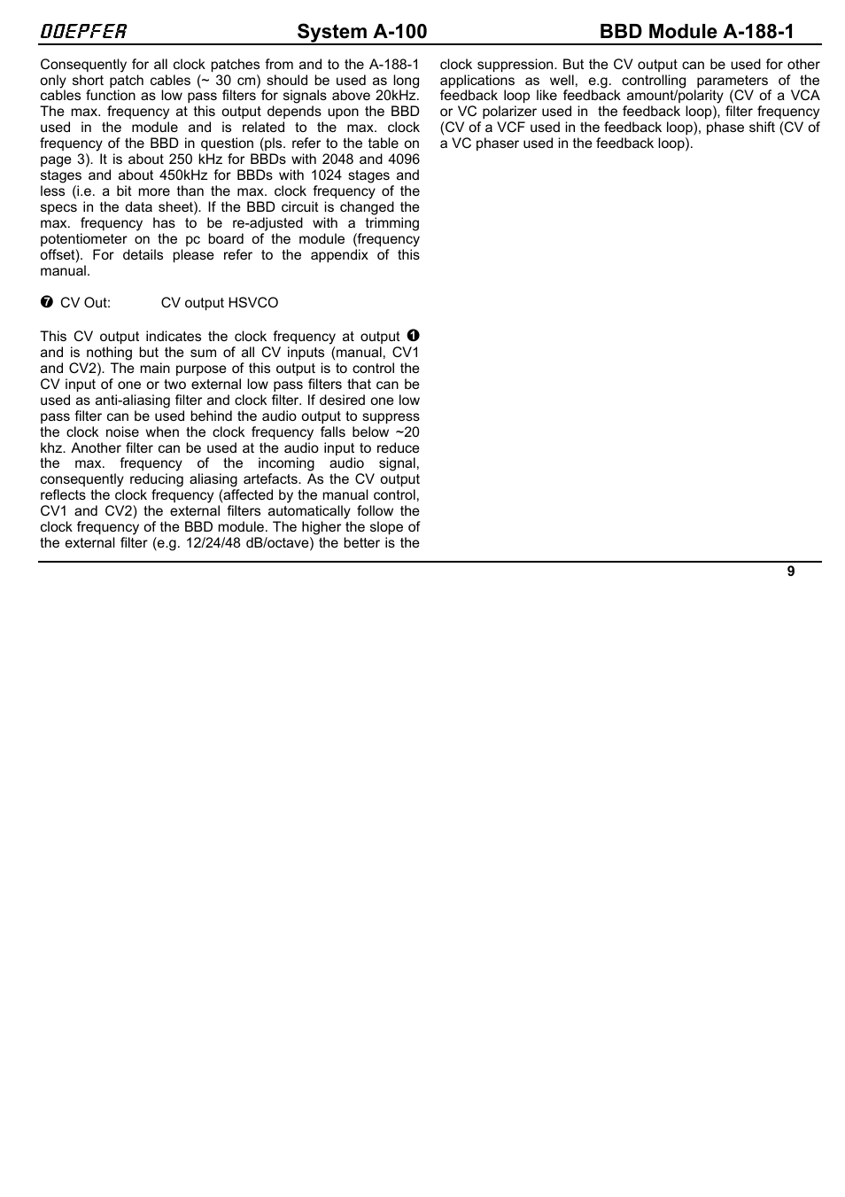 Doepfer A-188-1 BBD Module User Manual | Page 9 / 15