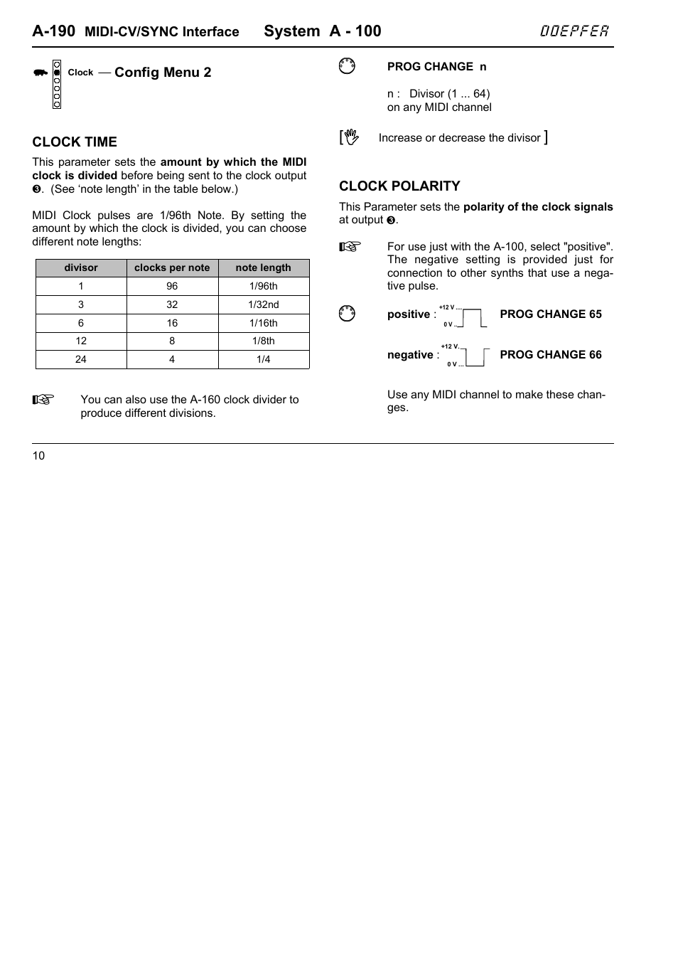 A-190, System a - 100, M m m m | Doepfer | Doepfer A-190-1 MIDI-CV/Gate/Sync Interface User Manual | Page 10 / 22