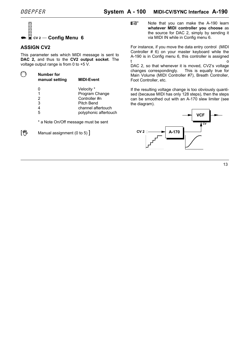 System a - 100, A-190, M m m m | Doepfer A-190-1 MIDI-CV/Gate/Sync Interface User Manual | Page 13 / 22