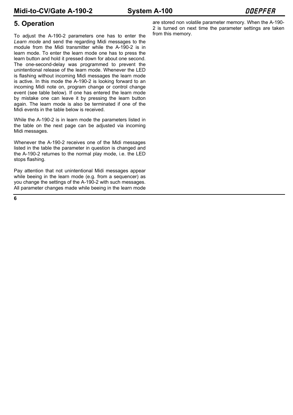Doepfer A-190-2 MIDI-CV/Gate Interface User Manual | Page 6 / 13