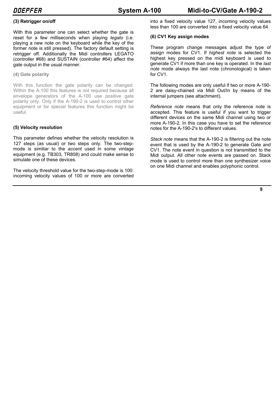 Doepfer | Doepfer A-190-2 MIDI-CV/Gate Interface User Manual | Page 9 / 13