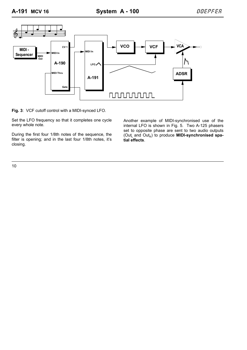 A-191, System a - 100, Doepfer | Mcv 16 | Doepfer A-191 Shepard Generator/16xMIDI-CV Interface  (no longer available) User Manual | Page 10 / 18