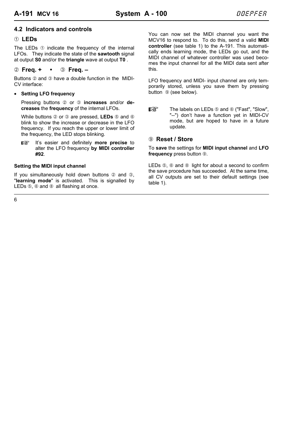 A-191, System a - 100 | Doepfer A-191 Shepard Generator/16xMIDI-CV Interface  (no longer available) User Manual | Page 6 / 18