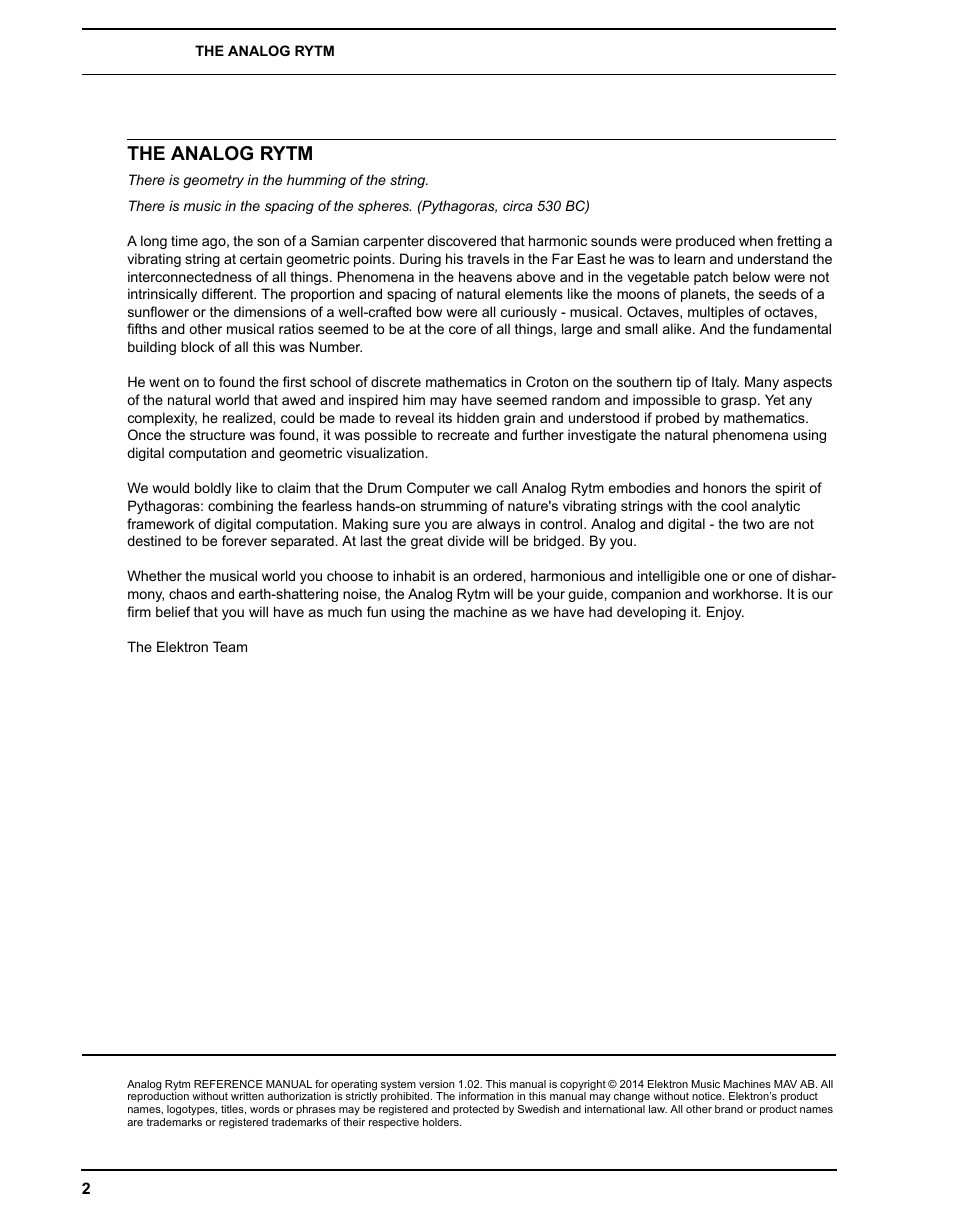 The analog rytm | Elektron Analog Rytm User Manual | Page 10 / 106