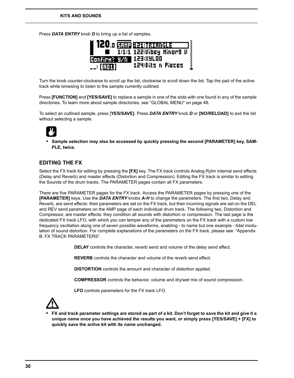 Editing the fx | Elektron Analog Rytm User Manual | Page 38 / 106