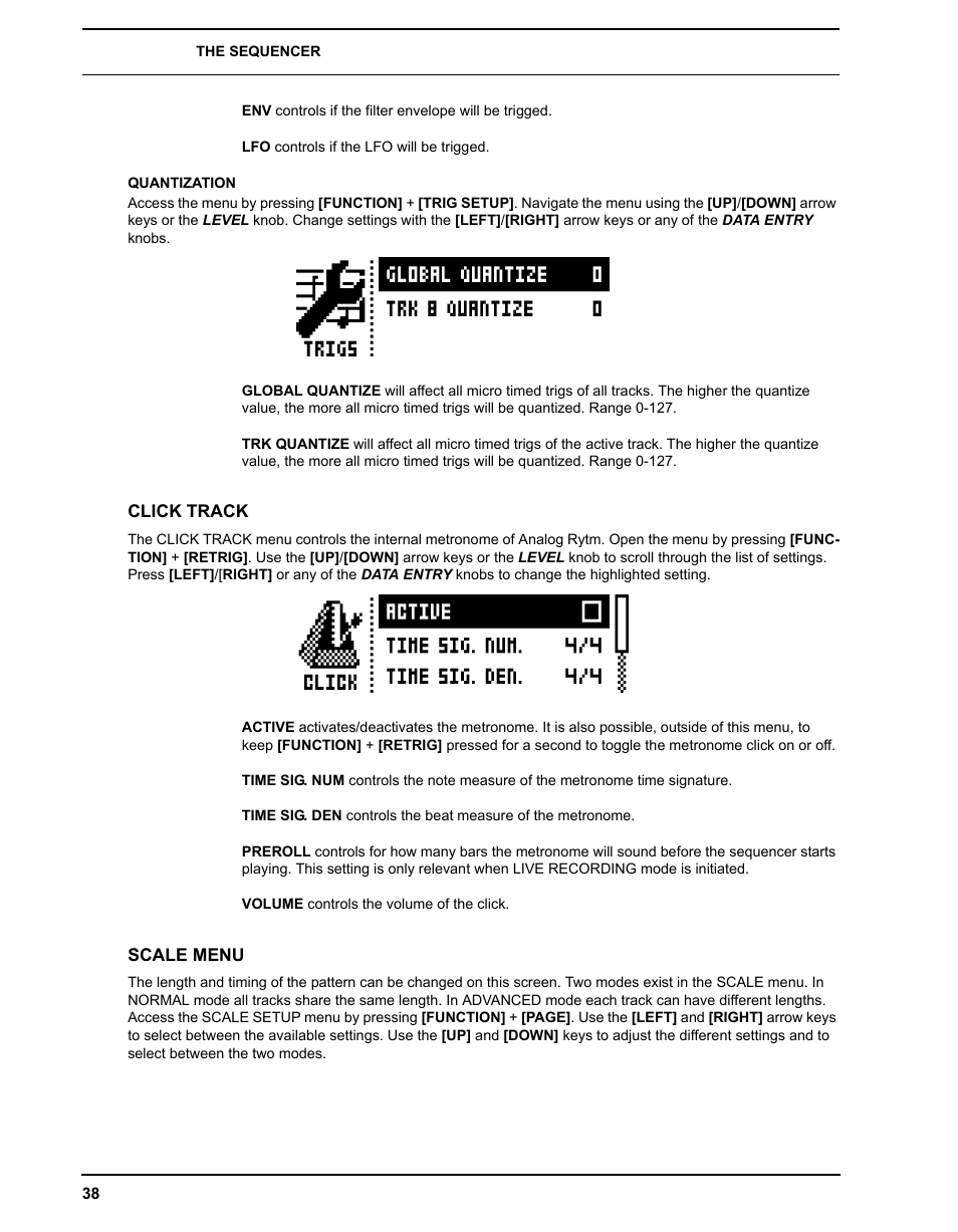 Quantization, Click track, Scale menu | Click track scale menu | Elektron Analog Rytm User Manual | Page 46 / 106