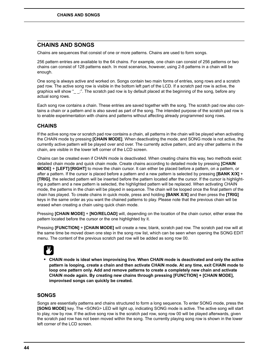 Chains and songs, Chains, Songs | Chains songs | Elektron Analog Rytm User Manual | Page 52 / 106