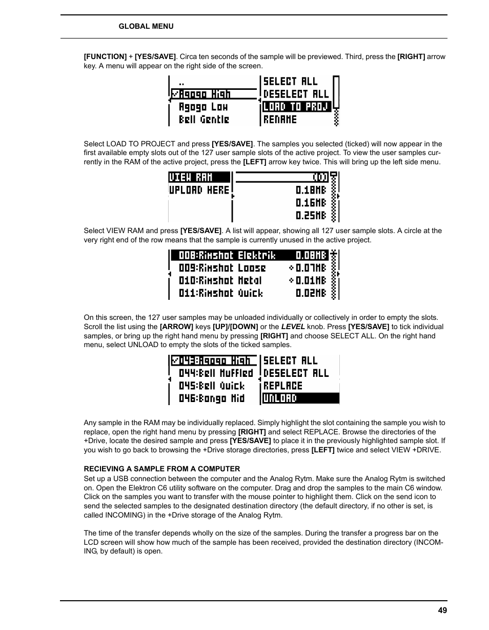 Recieving a sample from a computer | Elektron Analog Rytm User Manual | Page 57 / 106
