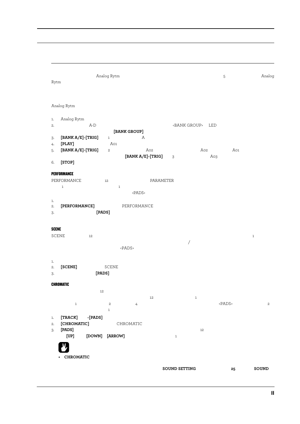 クイックスタート, ファクトリープリセットの再生, Performanceモード | Sceneモード, Chromaticモード, Performance, Scene, Chromatic | Elektron Analog Rytm User Manual | Page 19 / 104