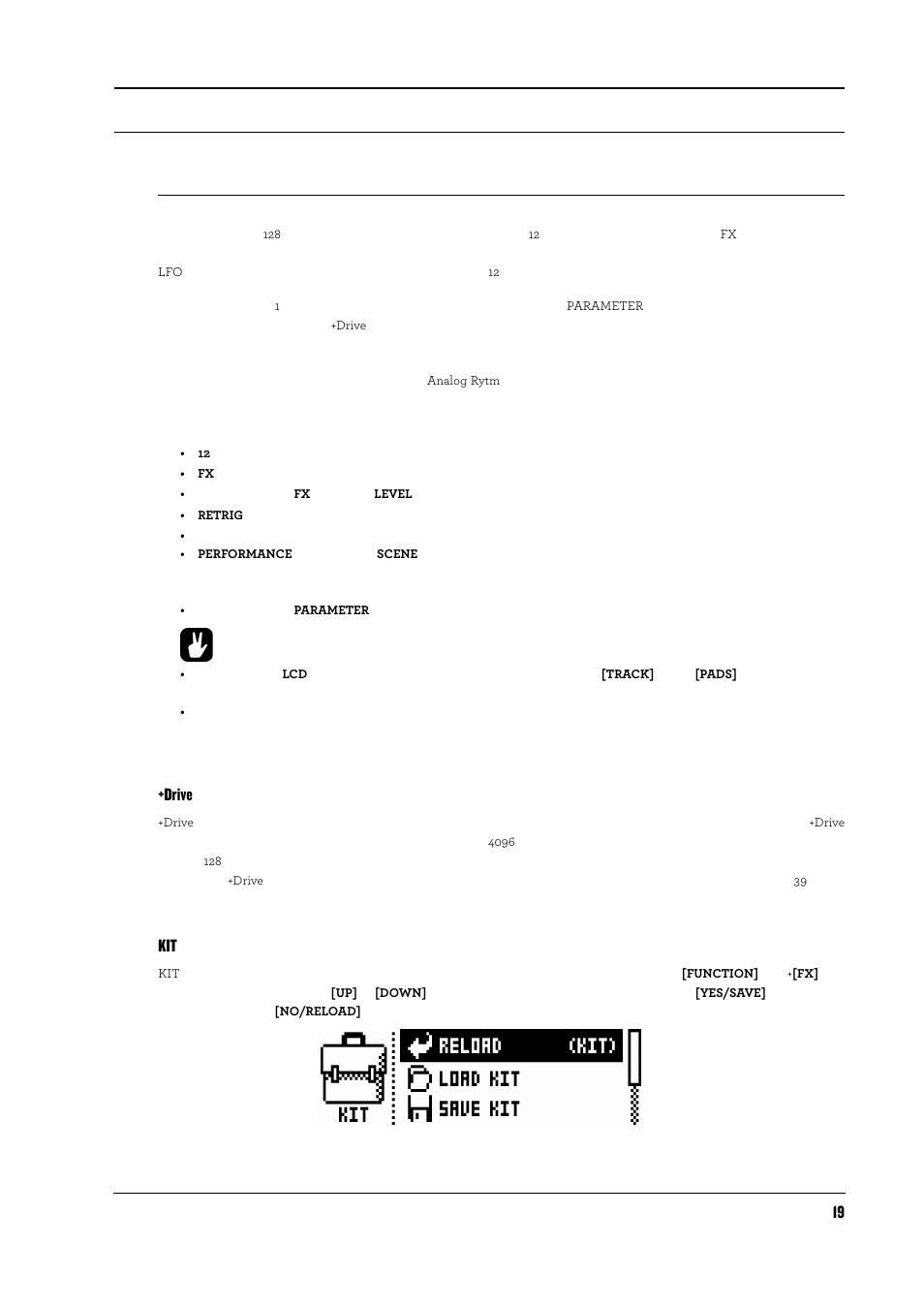 キットとサウンド, Driveサウンドライブラリーとサウンドプール, Kitメニュー | Drive | Elektron Analog Rytm User Manual | Page 27 / 104
