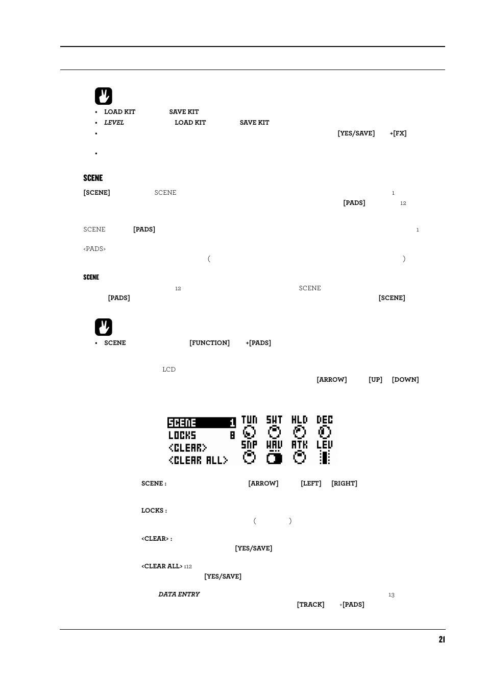 Sceneモード, Sceneの編集, Scene | Elektron Analog Rytm User Manual | Page 29 / 104