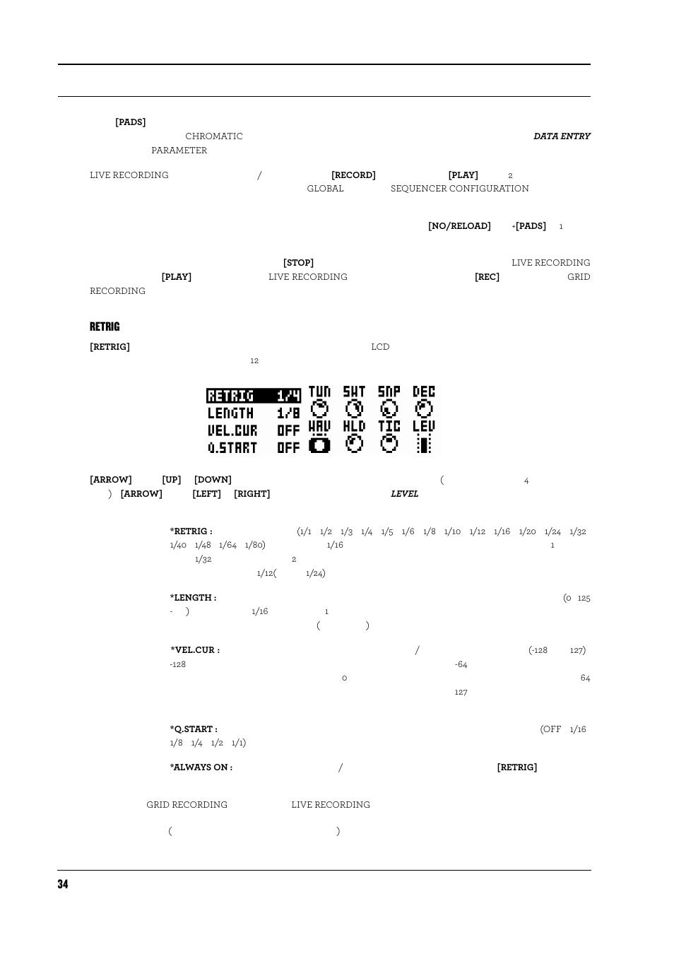 Retrigメニュー, Retrig | Elektron Analog Rytm User Manual | Page 42 / 104