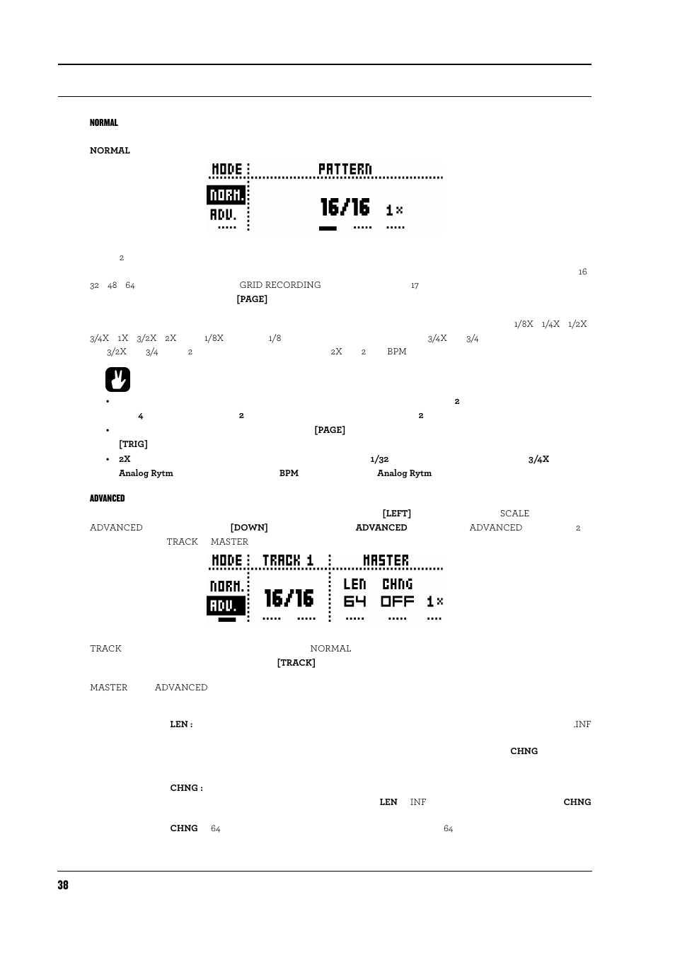 Normalモード, Advancedモード, Normal | Advanced | Elektron Analog Rytm User Manual | Page 46 / 104