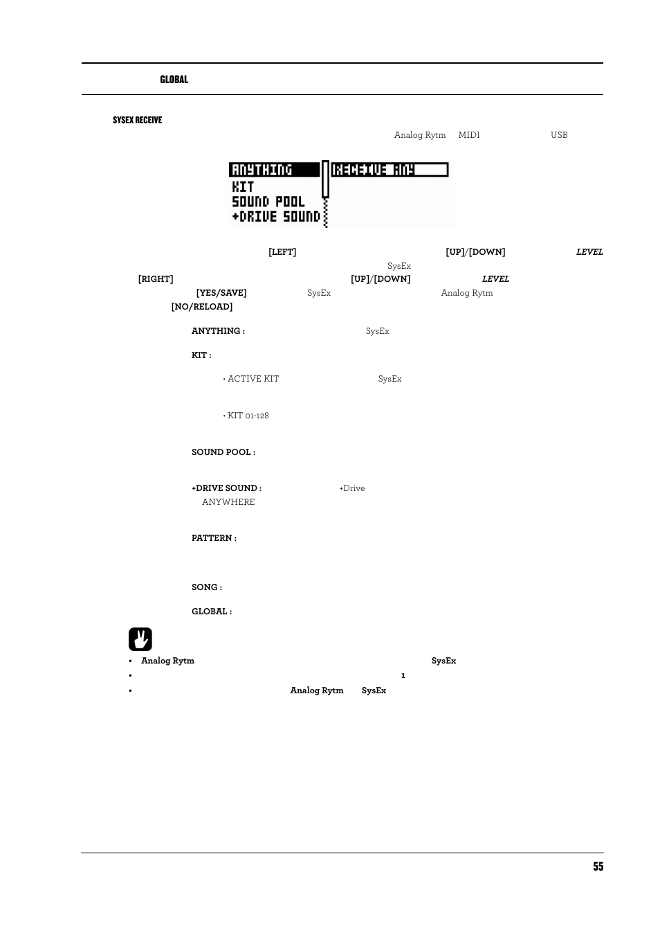 Sysex receive | Elektron Analog Rytm User Manual | Page 63 / 104