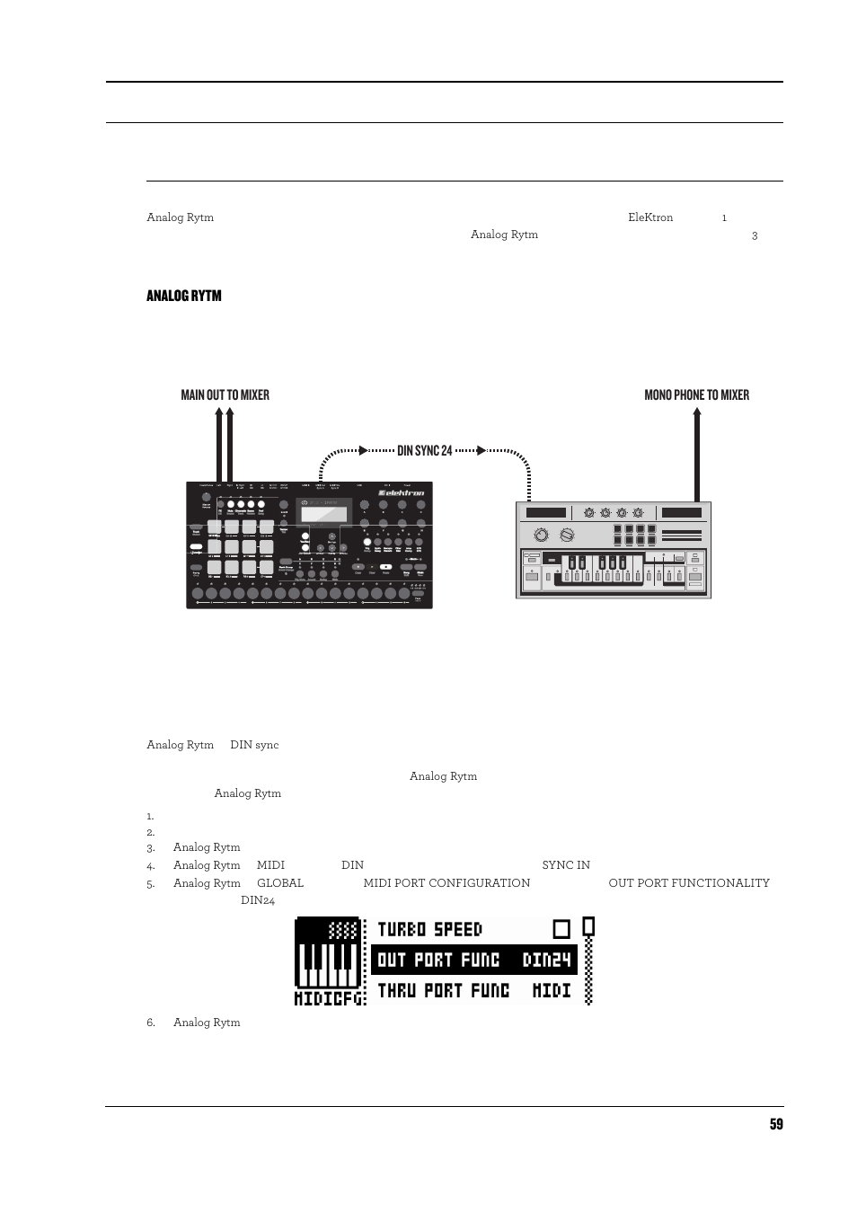 セットアップの例, Analog rytmとモノフォニックベースマシン, Analog rytm | Elektron Analog Rytm User Manual | Page 67 / 104