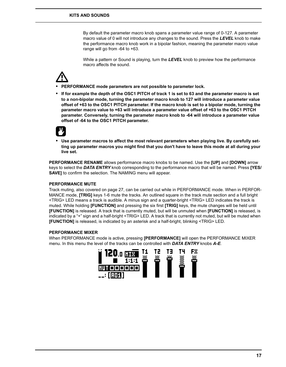 Performance mute, Performance mixer | Elektron Analog Four User Manual | Page 25 / 122