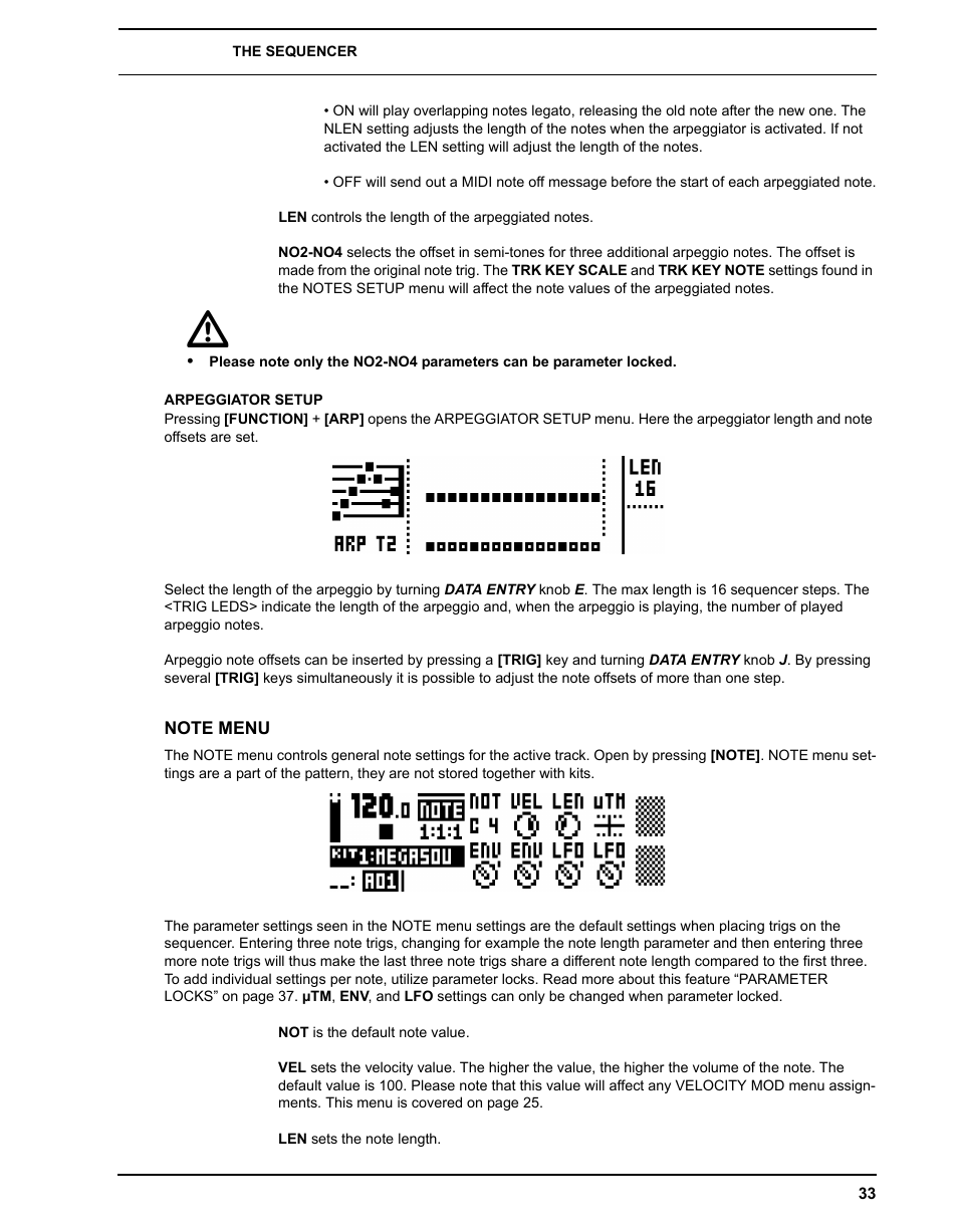 Arpeggiator setup, Note menu | Elektron Analog Four User Manual | Page 41 / 122