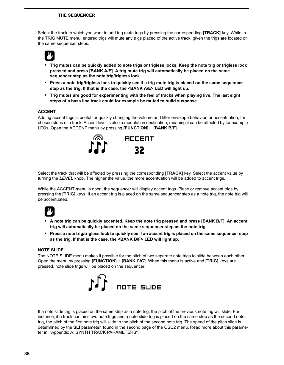 Accent, Note slide, Accent note slide | Elektron Analog Four User Manual | Page 46 / 122