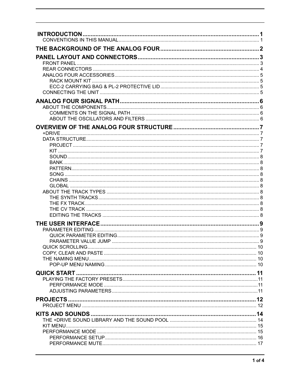 Elektron Analog Four User Manual | Page 5 / 122