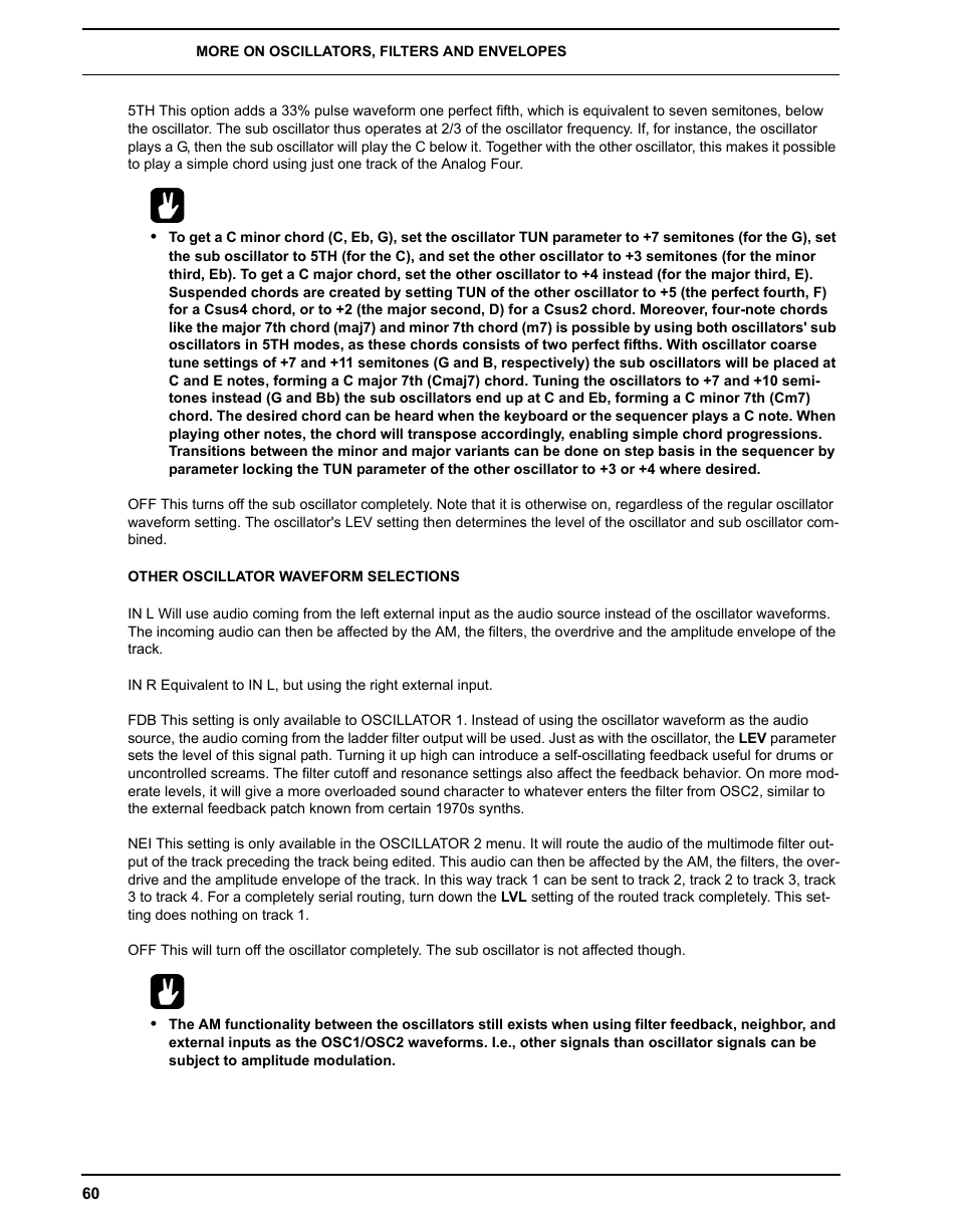 Other oscillator waveform selections | Elektron Analog Four User Manual | Page 68 / 122