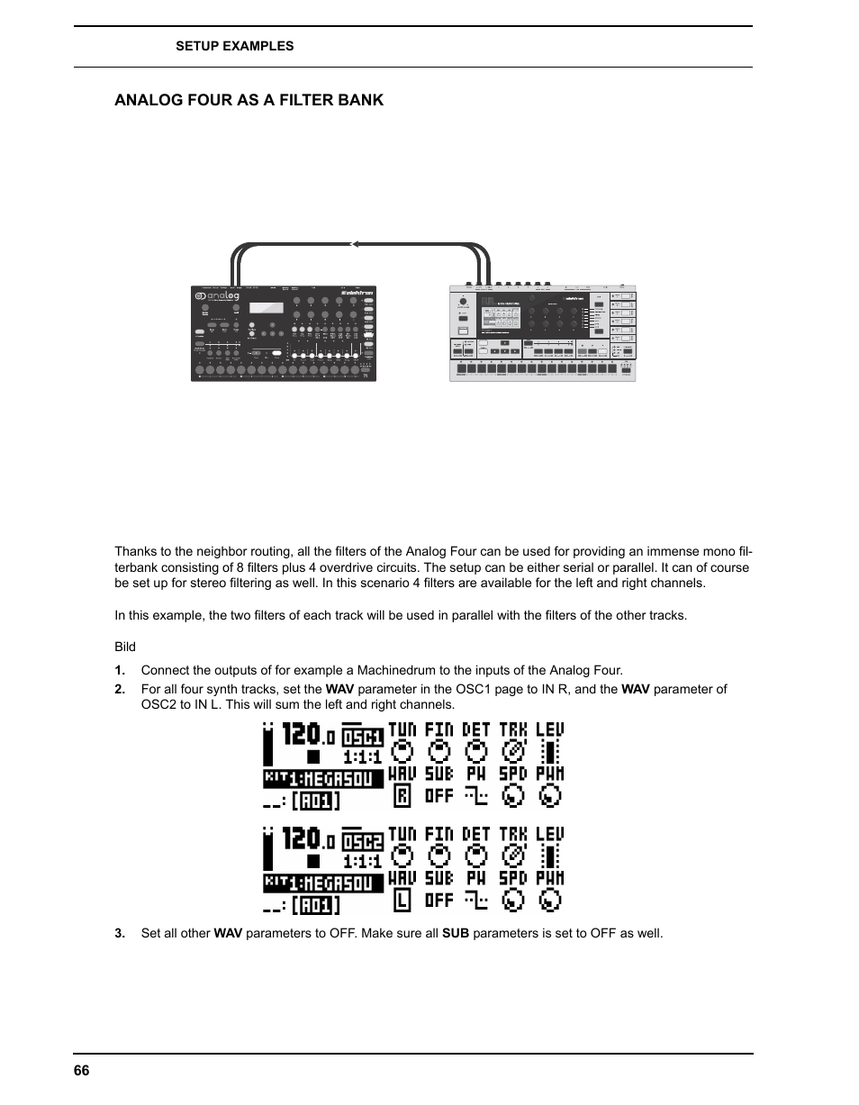 Analog four as a filter bank | Elektron Analog Four User Manual | Page 74 / 122