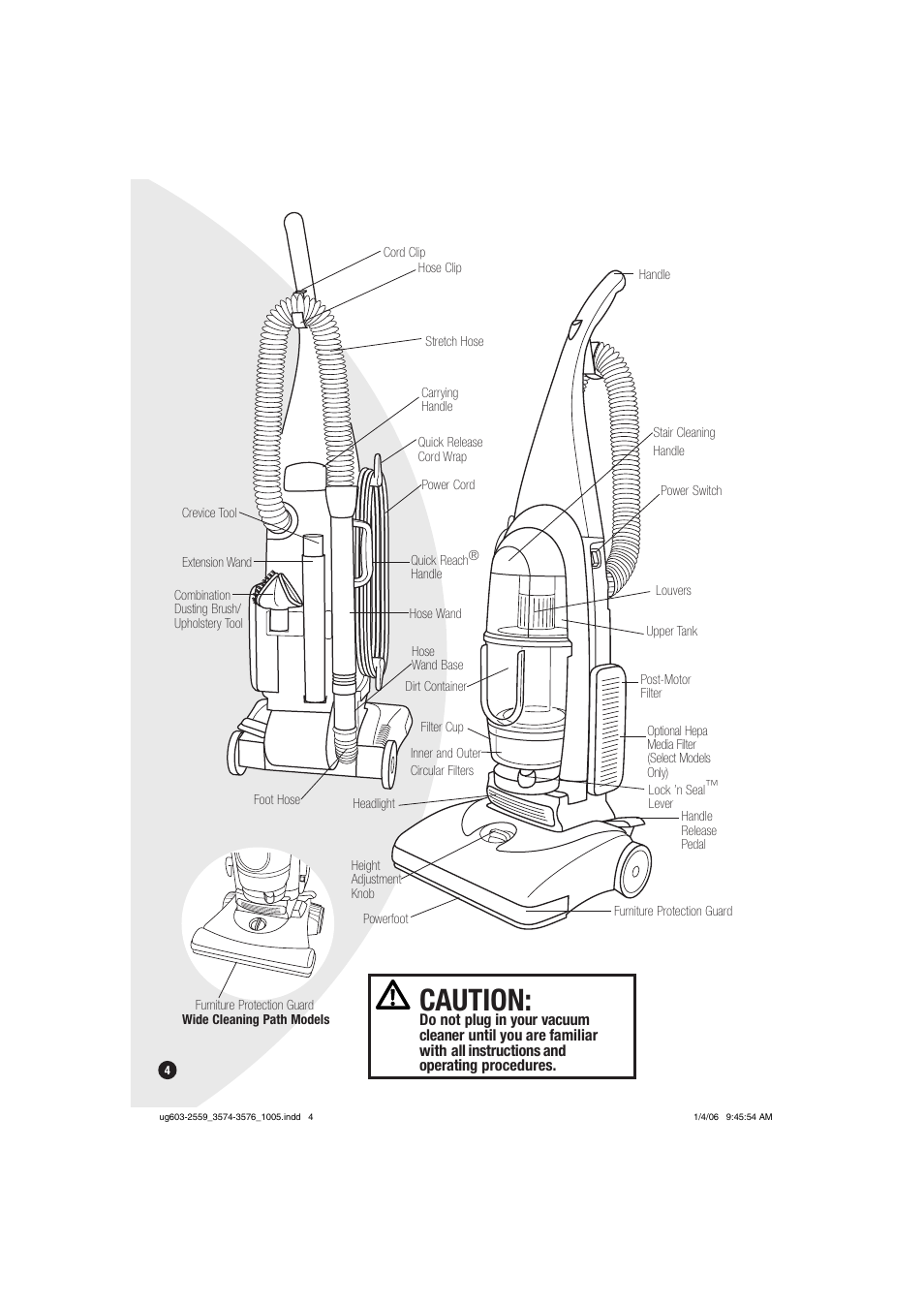 Caution | Bissell 3574 User Manual | Page 4 / 16