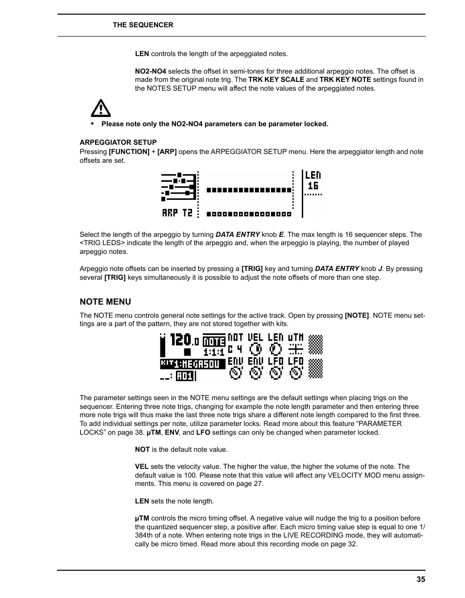 Arpeggiator setup, Note menu | Elektron Analog Four User Manual | Page 43 / 124