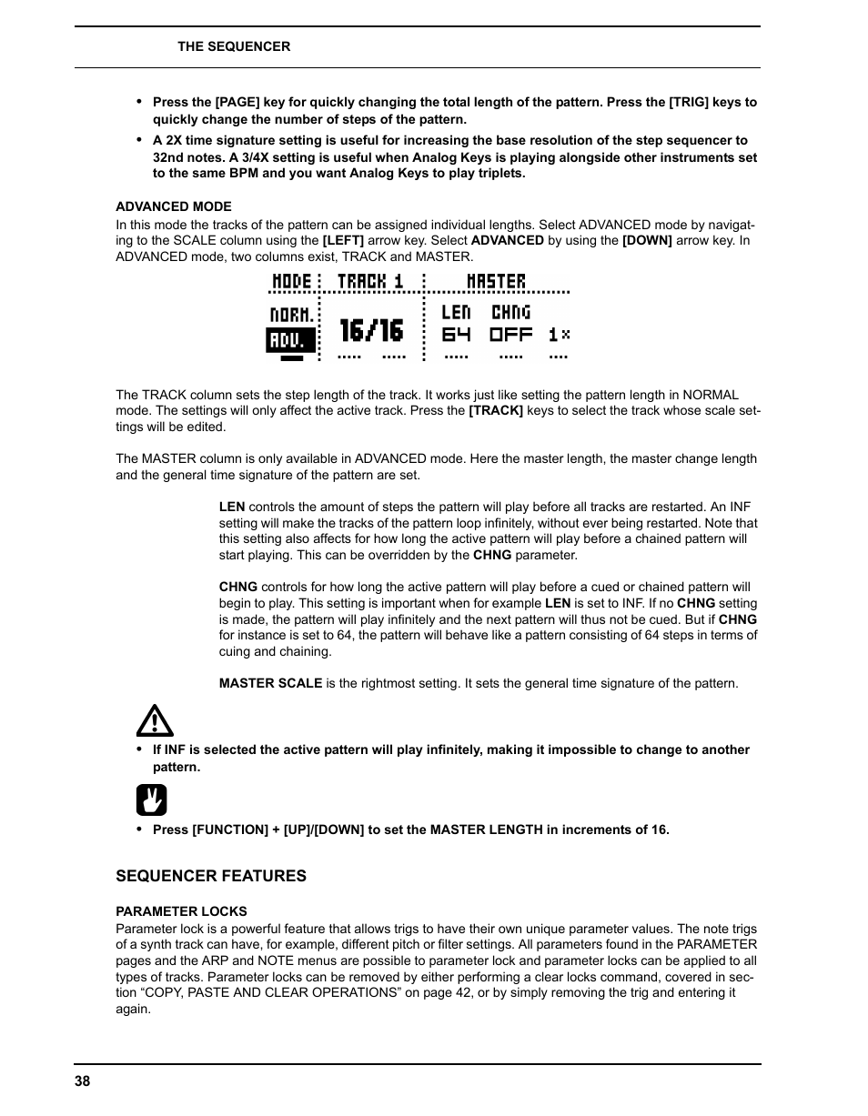 Advanced mode, Sequencer features, Parameter locks | Elektron Analog Four User Manual | Page 46 / 124