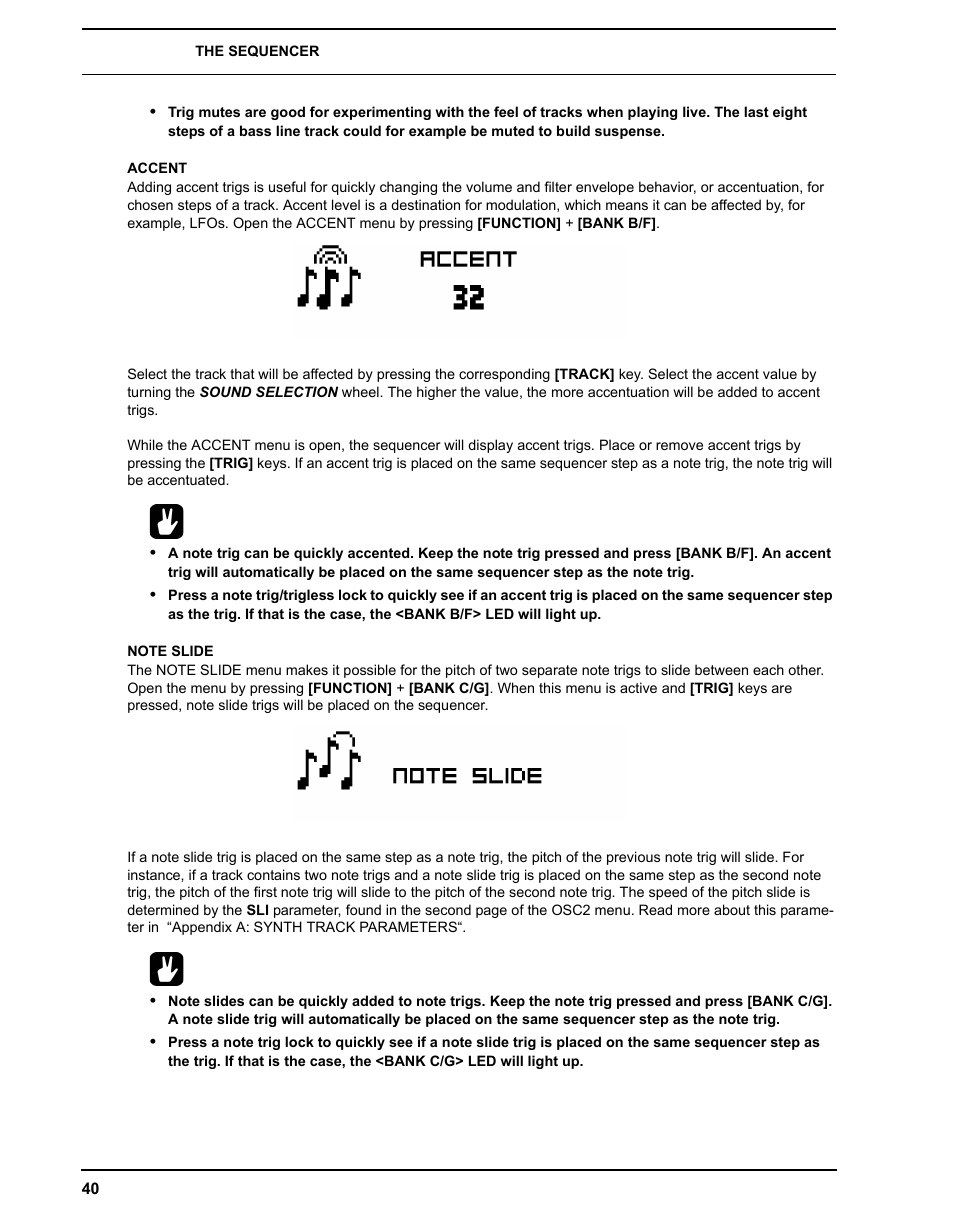 Accent, Note slide, Accent note slide | Elektron Analog Four User Manual | Page 48 / 124