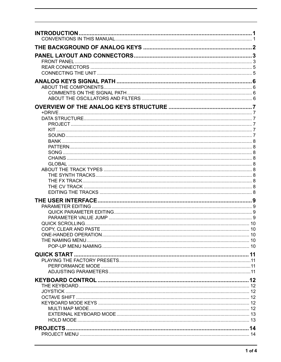 Elektron Analog Four User Manual | Page 5 / 124