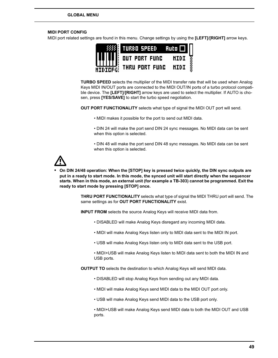 Midi port config | Elektron Analog Four User Manual | Page 57 / 124