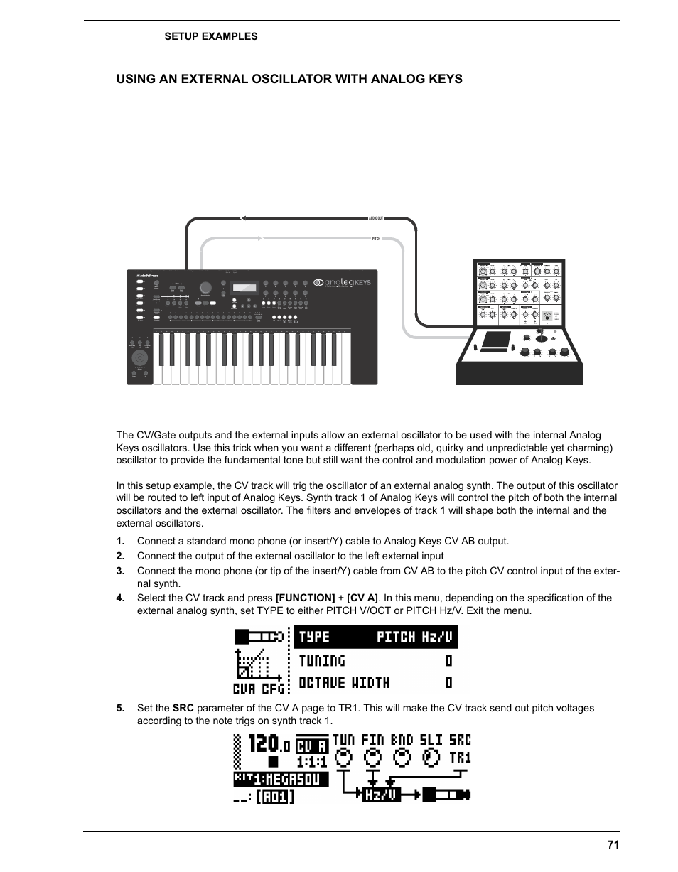 Using an external oscillator with analog keys | Elektron Analog Four User Manual | Page 79 / 124