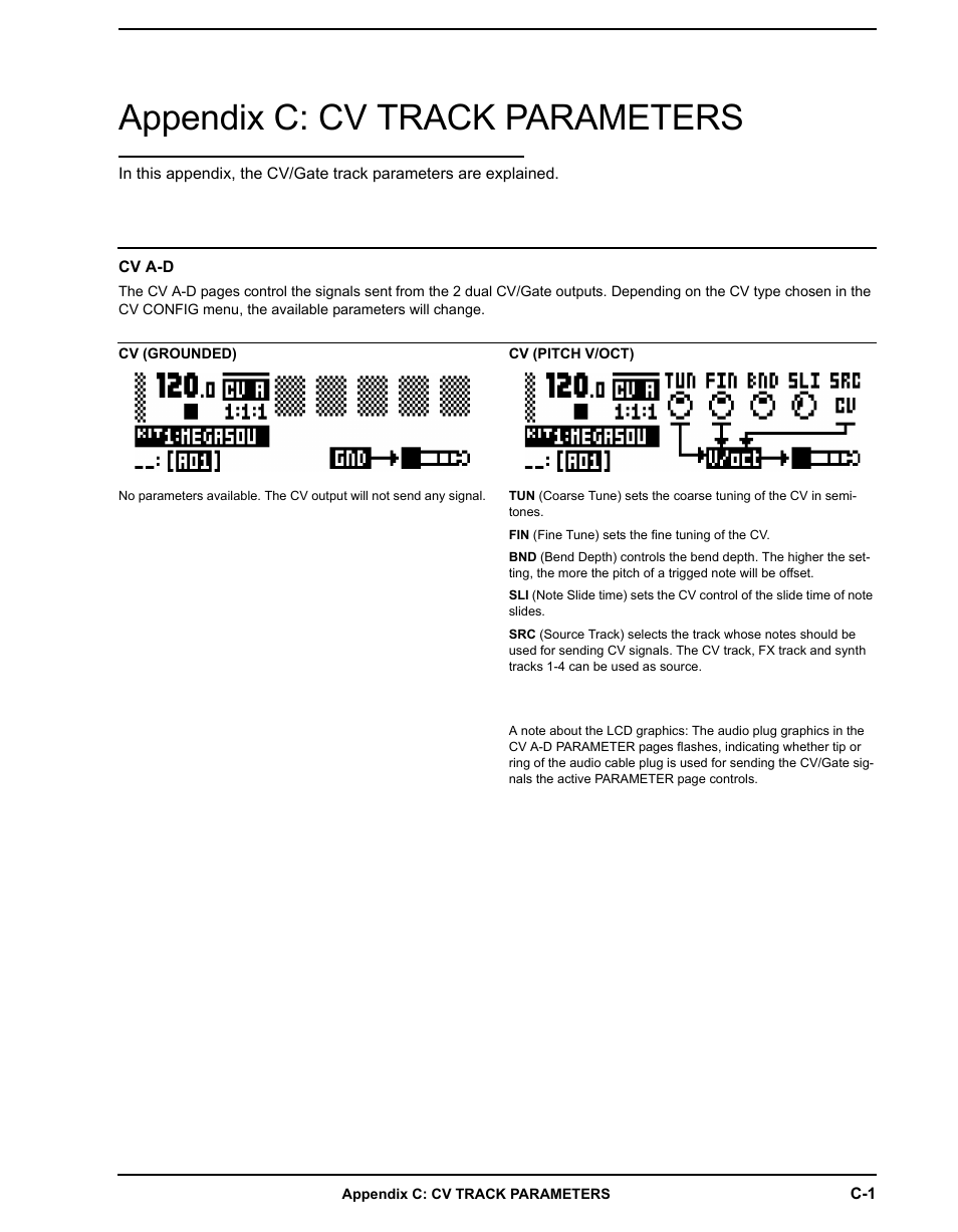Appendix c: cv track parameters, Cv a-d | Elektron Analog Four User Manual | Page 97 / 124