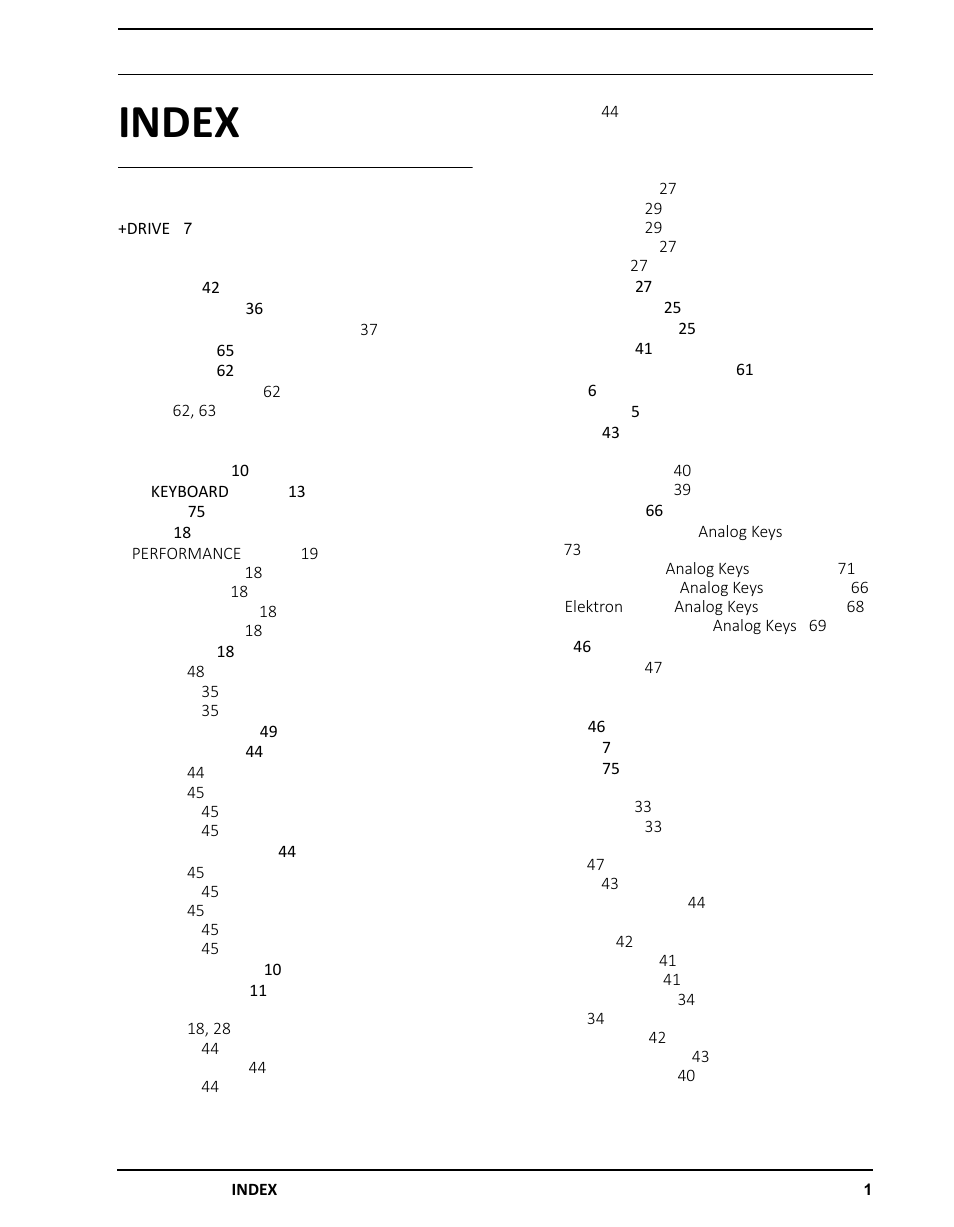Index | Elektron Analog Four User Manual | Page 121 / 126