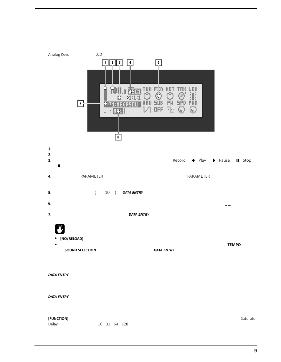 ユーザーインターフェース, パラメーターの編集, クイックパラメーター編集 | パラメーター値のスキップ | Elektron Analog Four User Manual | Page 19 / 126