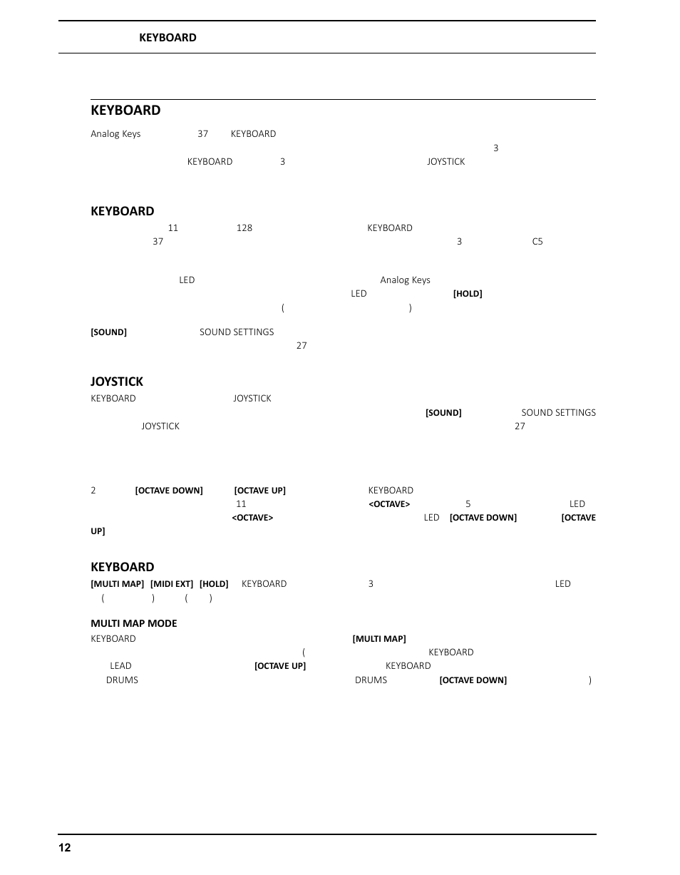 Keyboardのコントロール, Keyboard, Joystick | オクターブシフト, Keyboardのモードキー, Multi map mode, Keyboard joystick | Elektron Analog Four User Manual | Page 22 / 126