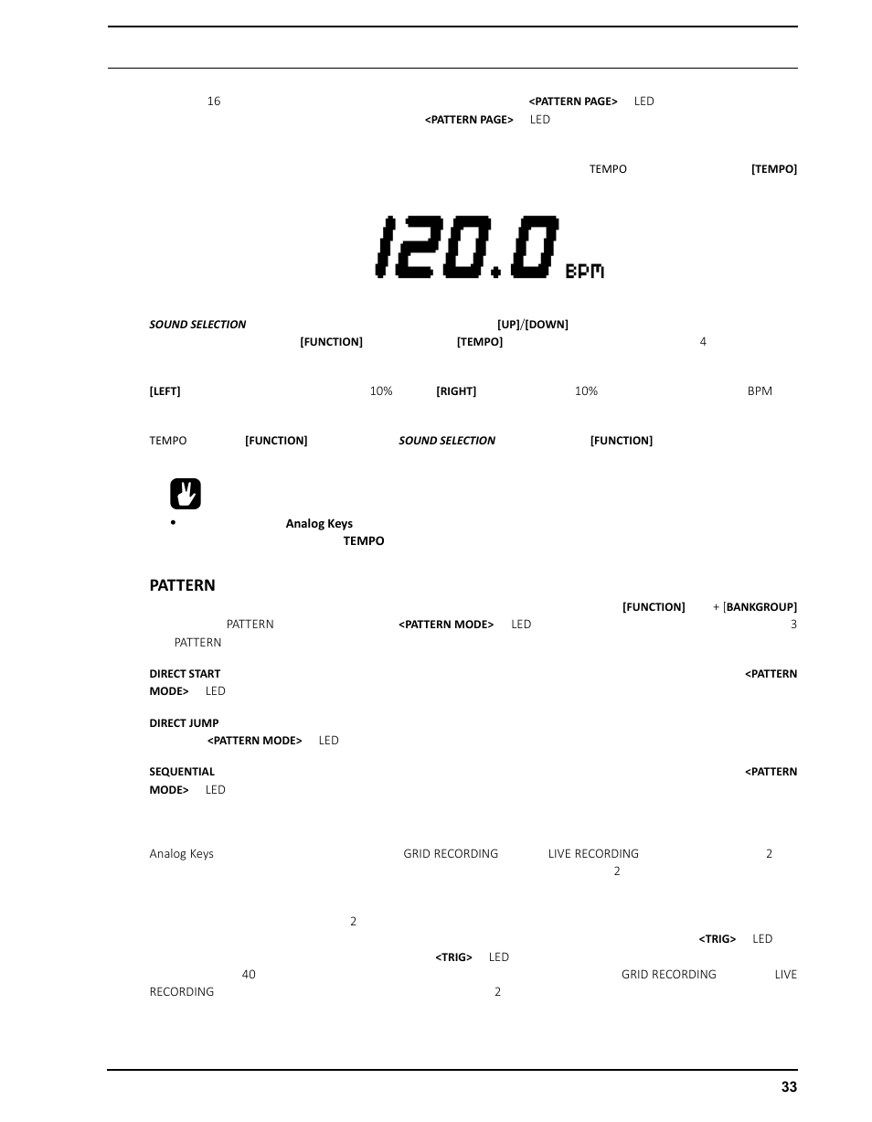 Patternのモード, パターンの編集, トリガーの種類 | Pattern | Elektron Analog Four User Manual | Page 43 / 126