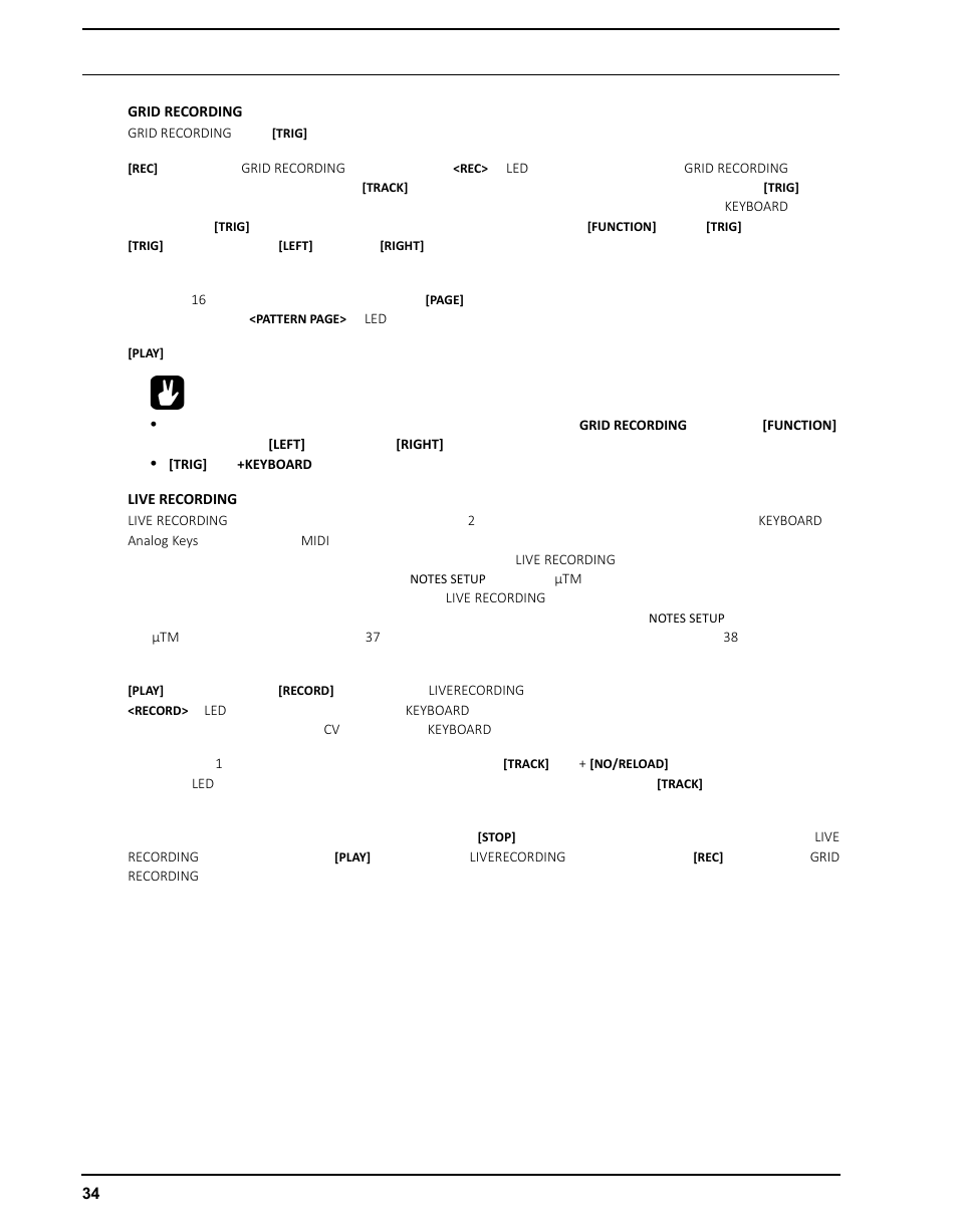 Grid recordingモード, Live recordingモード, Grid recording | Live recording | Elektron Analog Four User Manual | Page 44 / 126
