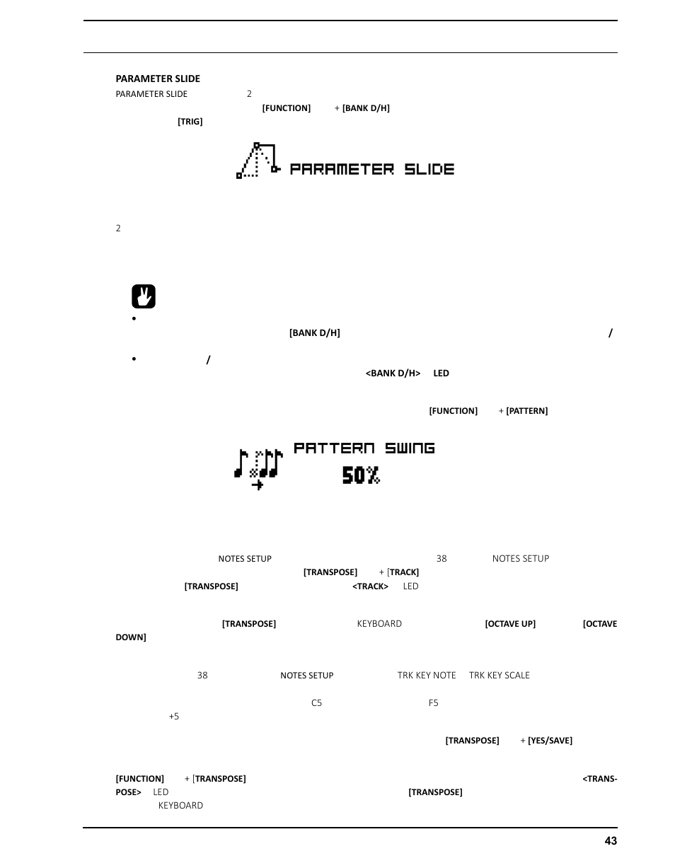 Parameter slide, スウィング, トラックのトランスポーズ | Elektron Analog Four User Manual | Page 53 / 126