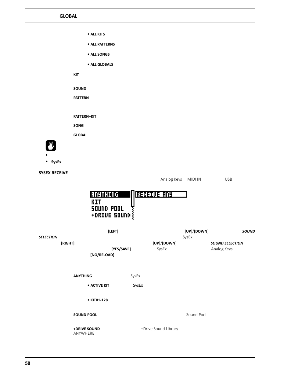 Sysex receive | Elektron Analog Four User Manual | Page 68 / 126