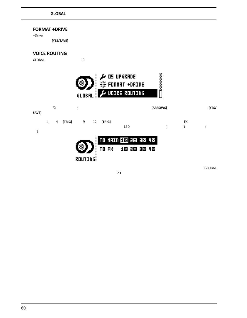 Format +drive, Voice routing, Format +drive voice routing | Elektron Analog Four User Manual | Page 70 / 126