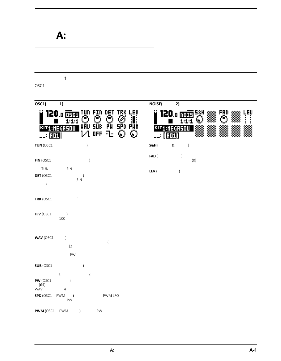付録a:シンセトラックのパラメーター, オシレーター1 | Elektron Analog Four User Manual | Page 87 / 126